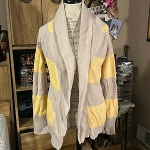 Gap Yellow And Beige Thick Stripe Cardigan - Medium